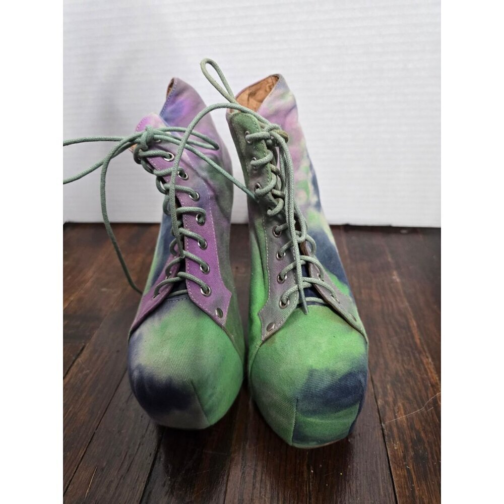 Jeffrey Campbell Lita Fab Tie Dye Neon Green Purple Platforms size 7 - Picture 2 of 12